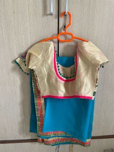 Beautiful Blue Saree with Embellished Blouse