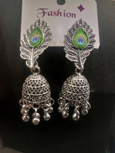 Peacock Feather Jhumka Earrings