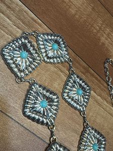 Western Style Silver Turquoise Belt