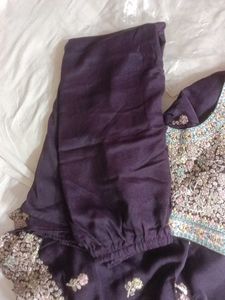 Embroidered plazzo crop shrug dress