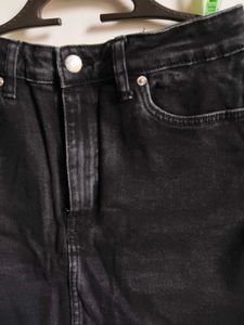 Black Denim Mini Skirt