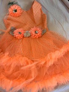 Adorable Peach Ruffled Party Dress