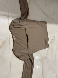 Chic Brown/beige/greyish Long Sleeve Top