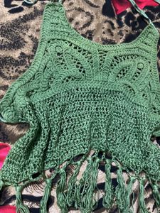 Backless Crochet Halter Neck Top