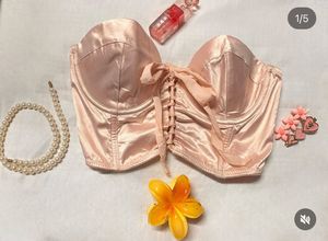 Satin Corset Top with Lace-Up Detail