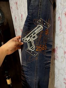 Gun Graphic Vintage Jeans