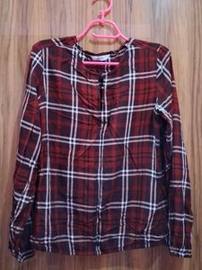 Red Plaid Long Sleeve Top