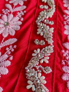 Lyra Cut Pure Cotton Embroidery Work Pink Kurta Set