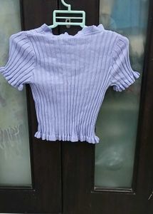 Cute Lavender Ruffled Knit Top