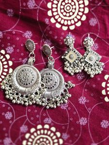 Set of two Designer Oxidized Jhumka Earrings