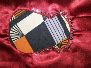 Maroon Satin Fabric with Mirror Work