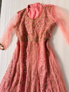 Elegant Pink Embroidered Gown