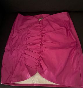 Fuchsia Ruched Mini Skirt