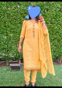 Yellow Embroidered Kurta Set with Dupatta
