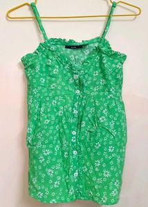 Kiabi Floral Green Strap Tank Top