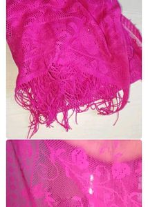 Vibrant Pink Lace Dupatta