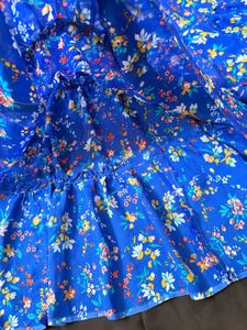 Blue Floral Print Maxi Skirt