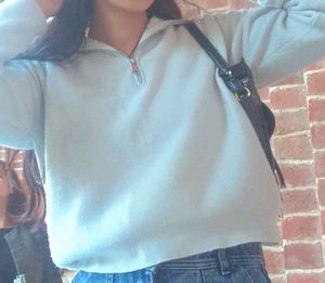 Light Blue Zip-Up Sweatshirt