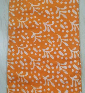 Vibrant Orange wax batik Cotton Dress Material