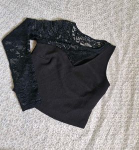 Chic Black Lace Trimmed top