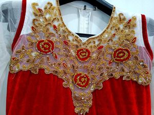 Beautiful wine Red &amp; White Anarkali Gown