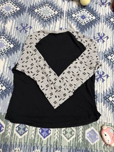 Black and Grey Raglan Sleeve T-Shirt