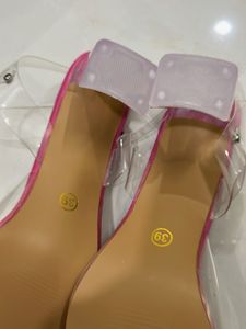 Rhinestone Clear Strap Glass Heels