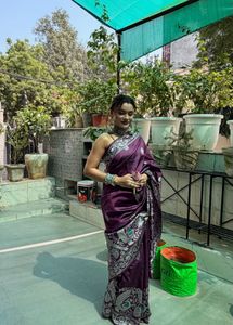 Elegant Purple Silk Saree with Intricate Design