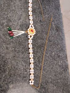 Elegant Pearl &amp; Red Stone Kamarbandh