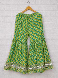 Olive Green Floral Printed plazo set