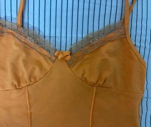Orange Lace Trim Crop Top