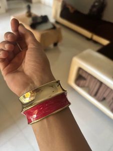 Chic Gold & Pink Statement Cuff Bracelet