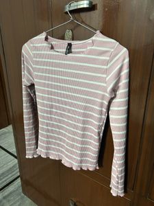 Pink Striped Long Sleeve Top