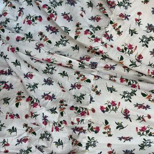 White Cotton Floral Skirt