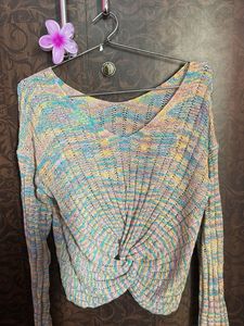 Boho Knit Twist Front Top
