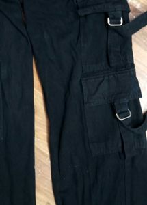 Black Cargo Pants with Buckles