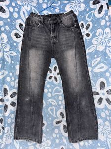 unisex Stylish Grey Wide Leg Jeans