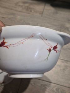 Vintage Melamine Floral Serving Dish with Lid