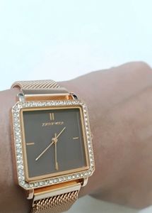 Sparkling Rose Gold Square Watch