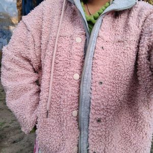 Pink Sherpa Hoodie Jacket
