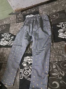 Elegant Grey Kurta with Gold Polka Dots