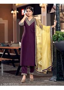 Elegant Purple Kurta Set & Dupatta