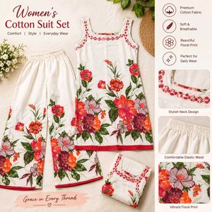 White Floral Kurta Set