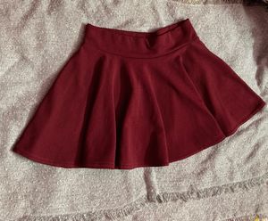 Burgundy Flared Skater Skirt
