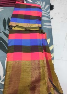 Vibrant Checkered Silk Saree