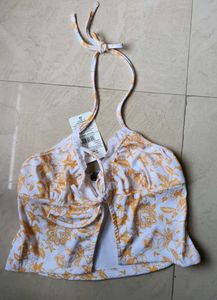 Floral Halter Neck Bikini Top