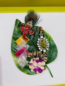 Ganesha Decorwdt Peacock Feather haldi kumkum