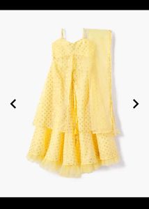 Girls Yellow Floral Print Lehenga Choli Set