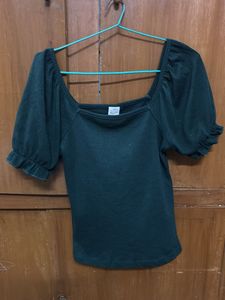Chic Puff Sleeve Square Neck Top