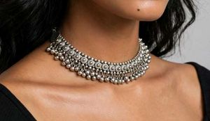 Oxidized Silver Choker Necklace